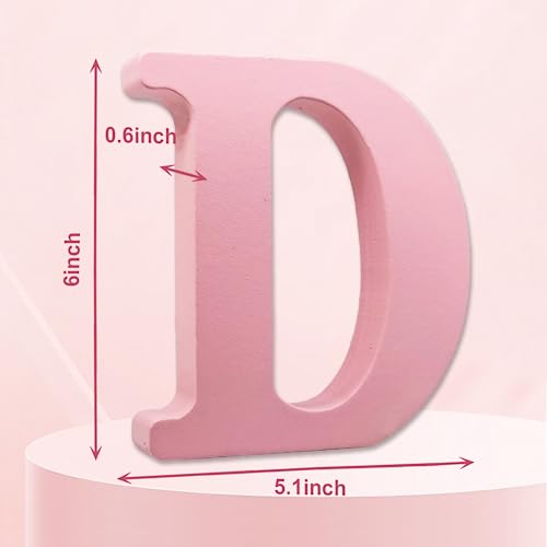 AOCEAN 6 Inch Pink Wood Letters Unfinished Wooden Letters for Wall MAGA Decorative Standing Letters Slices Sign Board for Crafts Christmas Decoration Home Party Projects (D) - style: D