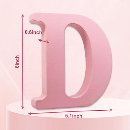 AOCEAN 6 Inch Pink Wood Letters Unfinished Wooden Letters for Wall MAGA Decorative Standing Letters Slices Sign Board for Crafts Christmas Decoration Home Party Projects (D) - style: D
