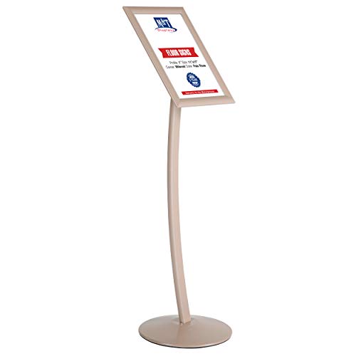 M&T Displays Curved Menu Board, 11x17 Pedestal Sign Holder Pale Rose Floor Standing Aluminum Front Loading Easy Open Poster Message Advertisement Holder For Restaurant Cafe Hotel - color: Pale Rose, size: 11x17