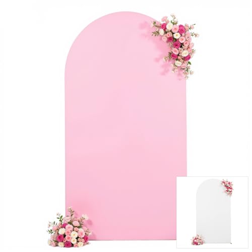 Pink and White Arch Cover 6ft Spandex Baby Shower Arch Backdrop Cover for Girls Birthday Party Bridal Shower Wedding Balloon Arch Stand Cover Gender Reveal Photo Arch Covers Stretchy Backdrop - color: White Pink, size: 6FT