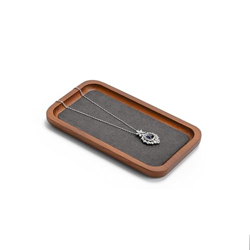 Solid Wood Jewelry Display Flat Tray for Rings Earrings Necklace Bracelet, Jewelry Photograph Display(Grey,M) - color: Grey, size: 18 * 10 * 1.5cm