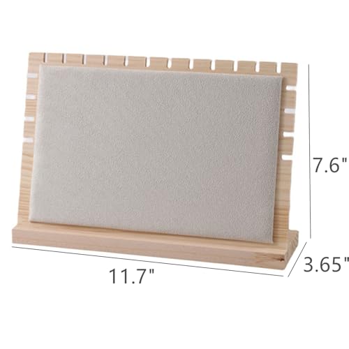 11.7"x7.6" Horizontal Necklace Jewelry Display Stand with Flannelette Soft Mat Wood Necklace Pendant Tabletop Display Storage Holder for Home Selling Shows - color: Beige, size: Medium