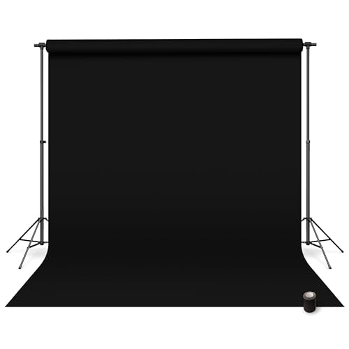 Denny Manufacturing - Seamless Paper Backdrop for Photography, Black Seamless Paper Roll (53 in x 36 ft) Includes Free Roll Gaffer Tape (2 in x 13 ft) - color: Black, size: 53 in x 36 ft