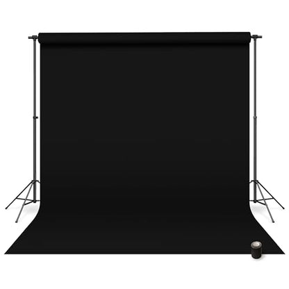 Denny Manufacturing - Seamless Paper Backdrop for Photography, Black Seamless Paper Roll (53 in x 36 ft) Includes Free Roll Gaffer Tape (2 in x 13 ft) - color: Black, size: 53 in x 36 ft
