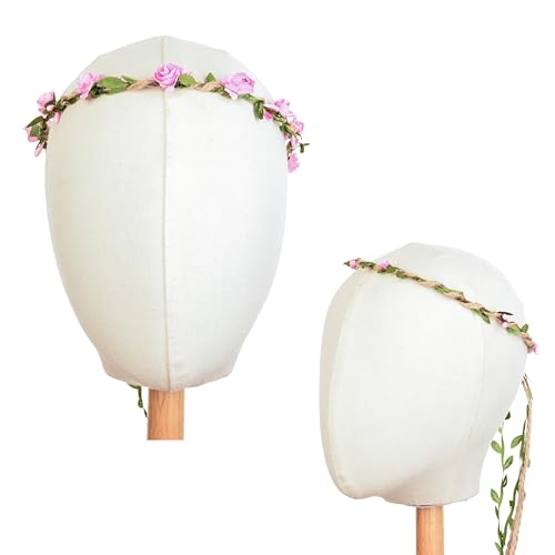 DDazzling Flower Crown Floral Wreath Headband Floral Garland Headbands Photo Props,Rose Flower Crown Kit, 3 Piece (Pink) - color: Pink
