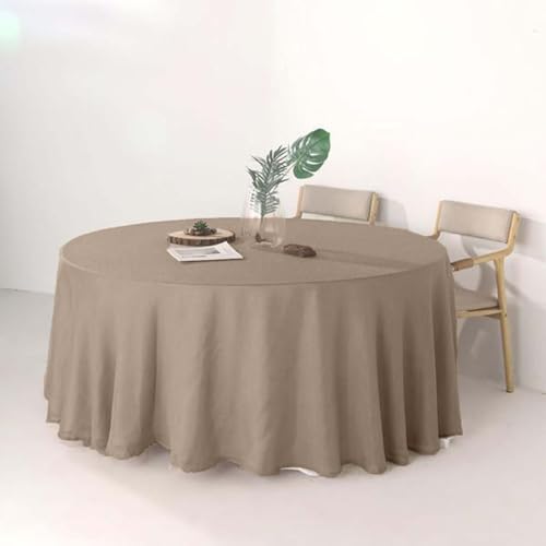 Efavormart 120" Taupe Premium Faux Linen Round Tablecloth | Textured Wrinkle Free Tablecloth - color: Taupe, size: 120" (Round)