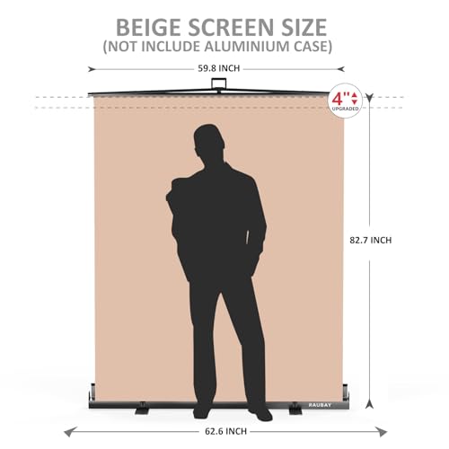 【Easy Set Up】 RAUBAY 59.8 x 82.7in Collapsible Beige Backdrop Screen Portable Retractable Panel Photo Nude Background with Stand for Video Conference, Photographic Studio, Streaming - color: Beige, size: Standard (59.8 x 82.7in)