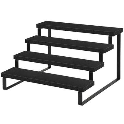 YINMIT Wooden Display Riser Stand, Tiered Perfume and Cologne Organizer Stand, 4 Tier Spice Rack Organizer, Rustic Display Shelf for Candles (4 Tier,Black) - color: 4 Tier,Black