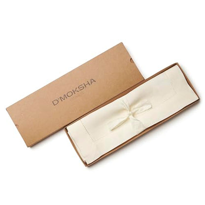 D'Moksha Homes Linen Placemats Set of 4 - Classic Hemstitch Ivory Placemats 14 x 19 Inch - 100% Pure Linen Table Mats for Spring - Handcrafted and Machine Washable - color: 10 - Ivory