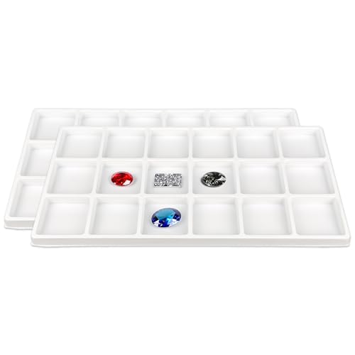 TheDisplayGuys For Your Modern Living 2-Pack 18-Compartments Flocked Velvet Jewelry Display Inserts - Tray/Case Liners - Ring Earrings Storage, (White) by The Display Guys - color: White, size: Compartments - 18