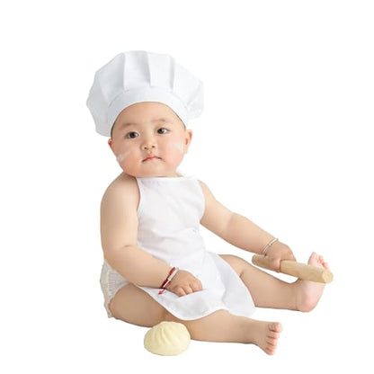 TINAYAUE Newborn Photography Prop Cute Baby Chef Outfits 5-12 Months White Chef Hat Apron Set Little Boys Girls Costume - color: 5-12 Months Boy