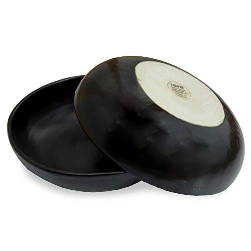 RoRo 8" Handmade Ceramic Pasta Bowls – Matte Black, Set of 2 Artisan Serving Bowls, Perfect for Pasta, Salad, Cereal, Noodles, Microwave, Oven & Dishwasher Safe - size: Bowl x 2