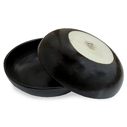 RoRo 8" Handmade Ceramic Pasta Bowls – Matte Black, Set of 2 Artisan Serving Bowls, Perfect for Pasta, Salad, Cereal, Noodles, Microwave, Oven & Dishwasher Safe - size: Bowl x 2