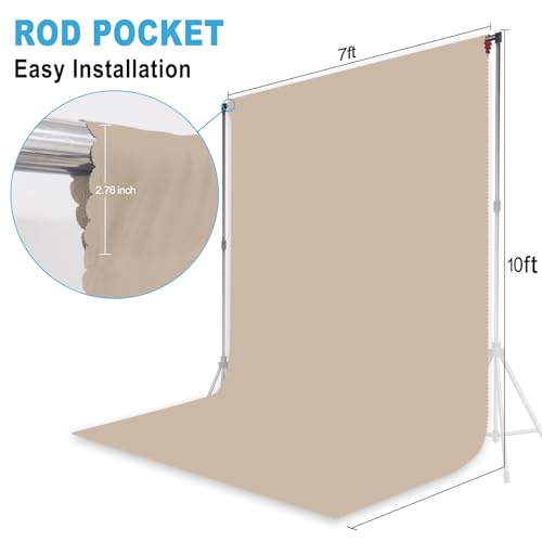 Beige Backdrop for Photoshoot, Professional Photo Backdrop Background Curtain for Product Photography, Portraits, Wedding, Party, Live Streaming Video Recording 7X10 FT - color: Beige, size: 7X10 FT
