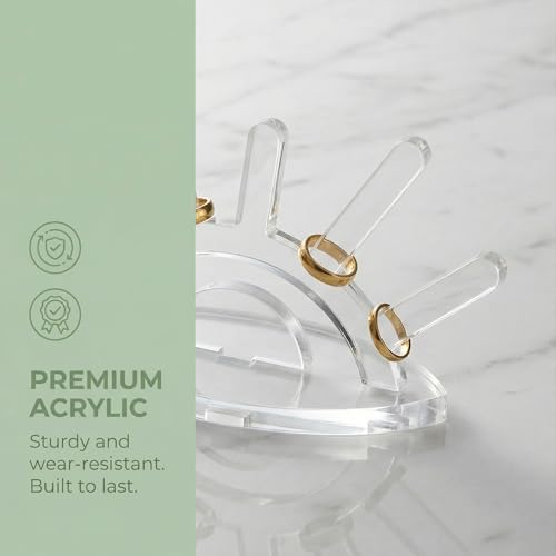 Ring Holder Display Small Clear Acrylic Organizer Stand for Women Jewelry Storage Transparent 6 Rods Wedding Ring Display Room Accessories