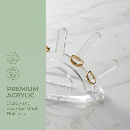 Ring Holder Display Small Clear Acrylic Organizer Stand for Women Jewelry Storage Transparent 6 Rods Wedding Ring Display Room Accessories