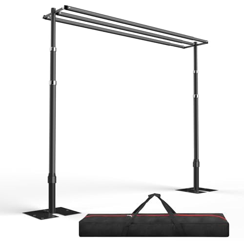 EMART Backdrop Stand Heavy Duty 8.9x10Ft,Three Crossbar Pipe and Drape Photo Background Support Kit, Adjustable Metal Frame with Flat Base for Wedding Birthday Party Decorations-Black - color: Black, size: 8.9x10FT