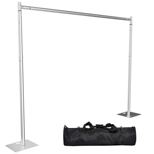 TOCRETOARE Heavy Duty Backdrop Stand, 8x10ft Pipe and Drape Backdrop Stand Kit with Adjustable Telescopic Poles Frame and Metal Base, Background Holder for Parties Wedding Birthday Photography - size: 8x10FT-without Upgrade Clip on