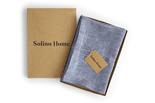 Solino Home Linen Cloth Napkins Set of 4-100% Pure Linen Chambray Indigo Dinner Napkins 20 x 20 Inch - Athena, Handcrafted and Machine Washable - Spring, Summer - color: 06: Indigo Chambray, size: 20" x 20" (Set of 4)