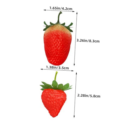 GANAZONO 30pcs Realistic Plastic Fake Strawberries, Artificial Red Berries Set with Small and Large Sizes, Lifelike Faux Fruit for Home Kitchen Party Decoration and Photography Props