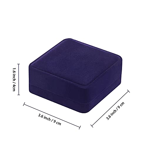 LETURE 4 Pieces Classic Velvet Bracelet Bangle Pendant Necklace Gift Box, Travel Jewelry Box Display Storage Case for Gift, Wedding, Engagement, Proposal, Birthday (4PCS Bracelet-BLUE) - color: 4PCS Bracelet-BLUE