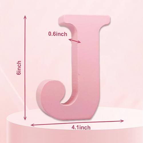 AOCEAN 6 Inch Pink Wood Letters Unfinished Wooden Letters for Wall MAGA Decorative Standing Letters Slices Sign Board for Crafts Christmas Decoration Home Party Projects (J) - style: J