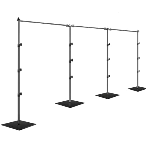 EMART 8.5x30ft(HxW) Photography Backdrop Stand for Parties, Adjustable Photo Pipe and Drape Background Back Drop Holder Frame Kit with Heavy Duty Metal Steel Base for Birthday Wedding - Black - size: 8.5×30ft