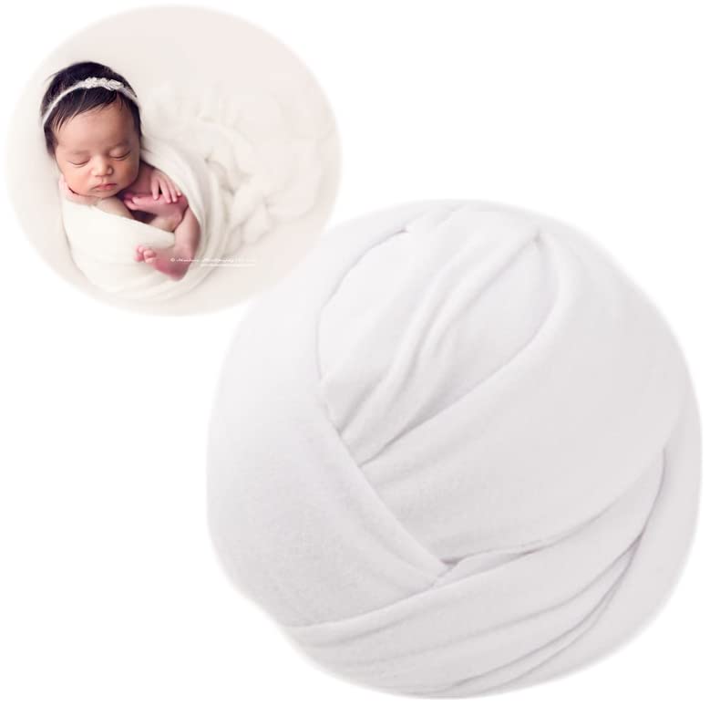 Zeroest Newborn Photography Outfits Props Stretch Wraps for Baby Boys & Girls - Newborn Photoshoot Posing Wrap Blanket (White) - color: White