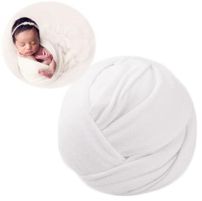 Zeroest Newborn Photography Outfits Props Stretch Wraps for Baby Boys & Girls - Newborn Photoshoot Posing Wrap Blanket (White) - color: White