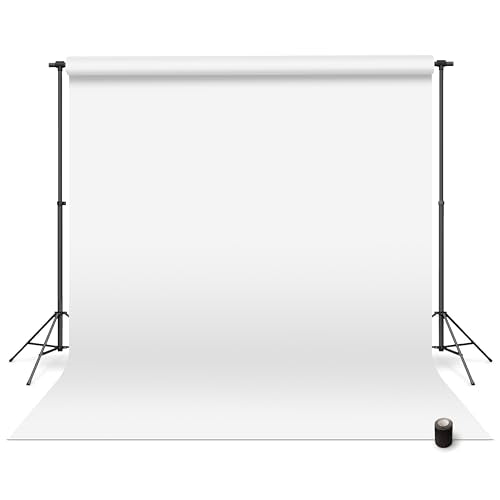 Denny Mfg - Seamless Paper Backdrop for Photoshoot with Free Gaffer Tape – Bright White Photography Paper Roll Background with Matte Finish for Studio, Video & Content Creation – (53 in x 36 ft) - color: Bright White, size: 53 in x 36 ft