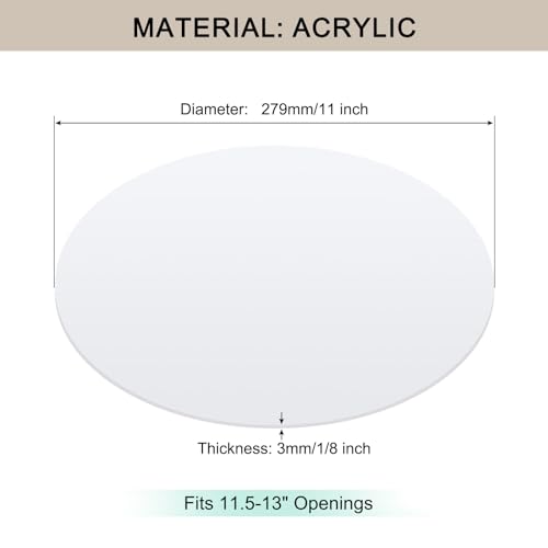 Lampshade Diffuser, 11" Diameter Round Diffuser Lamp Shade for Drum Style Lampshades Pendants Softening Light, DIY Light Fits 11.5-13" Openings, Frosted White Acrylic - size: 11 Inch