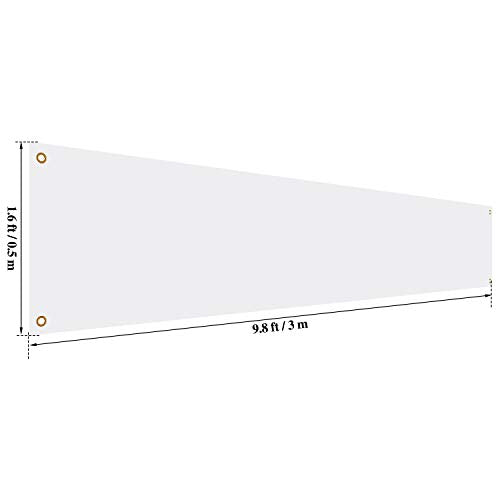 Zonon Large Blank Banners And Signs Polyester Oxford Cloth Sublimation Banner To Decorate With Hanging Rope For Indoor Wall Outdoor Easy Hang Diy Signs For Business Office(White,1.6 x 9.8 Feet) - color: White, size: 1.6 x 9.8 Feet