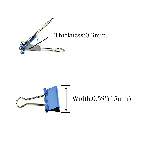 HAHIYO Binder Clips Paper Clamps Spring Steel Sturdy Mini 0.59 inches Width 0.18 Inch Capacity No Sharp Edges Heavy Duty Tight Grip Reusable Color Metal Bright Finish for Home Office School 100 Pack - size: Color0.59in-100P
