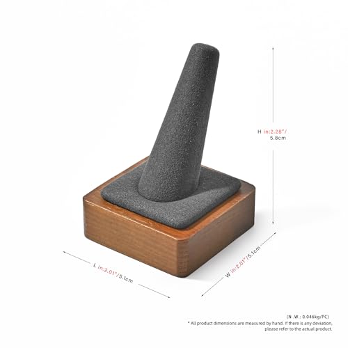Single Finger Solid Wood Ring Display Stand Jewelry Showcase Display Holder for Ring(Grey) - color: Grey