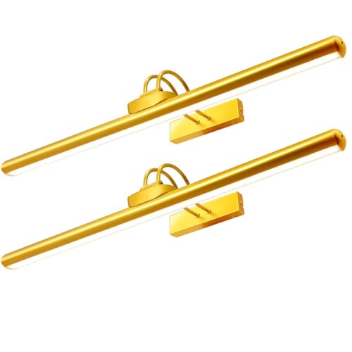 26" Wireless Picture Lights, Rechargeable Battery Art Display Light with Remote Control, Dimmable/Timer Off Dartboard Light, 3 Lighting Modes Full Metal Painting Display Lights (Gold-2 Pack) - color: Gold-2 Pack