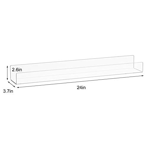 NIUBEE Acrylic Invisible Floating Bookshelf 24 inch,Kids Clear Wall Bookshelves Display Book Shelf,50% Thicker with Screwdriver - size: 24inches