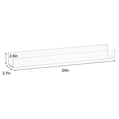 NIUBEE Acrylic Invisible Floating Bookshelf 24 inch,Kids Clear Wall Bookshelves Display Book Shelf,50% Thicker with Screwdriver - size: 24inches