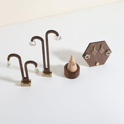 walnut ring cone stand for jewelry, Stable ring holder for men, wooden ring displays for selling, small jewelry ring holder for nightstand【Ring holder-Cone 1】 - style: One Cone