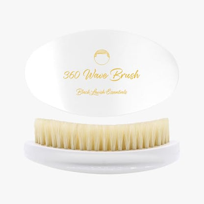 360 Wave Brush, Build Deeper Waves, Soft & Hard Boar Bristle, Curved Design, Black Lavish Essentials Signature (Soft Brush, White) - color: White, size: Soft Brush