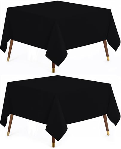 Utopia Kitchen Rectangle Table Cloth 2 Pack(60x60 Inches, Black), Tablecloth Machine Washable, Polyester Table Cover for Dining, Buffet Parties, Picnics, Events, Weddings and Restaurants - color: Black, size: 2 Pack 60x60 Inch Tablecloth