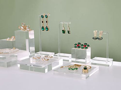 2pcs Acrylic earring display risers, Jewelry display riser stand, clear ring risers for display selling【2pcs 1.57 L x1.57 W x1.57 H inch】 - size: 1.57 L x1.57 W x1.57 H inch 2pcs