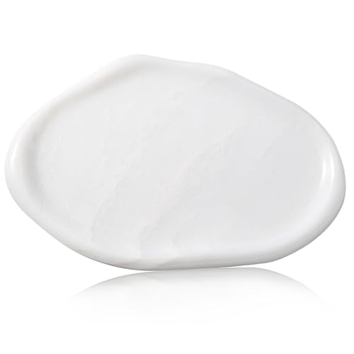 BCS Marble Jewelry Tray Trinket Dish, Decorative Cloud Vanity Key Tray for Women, Perfume Ring Holder Dish for Ring Earring, Cute Jewelry Plate Bowl Aesthetic Room Decor（White） - color: Namib Bianco