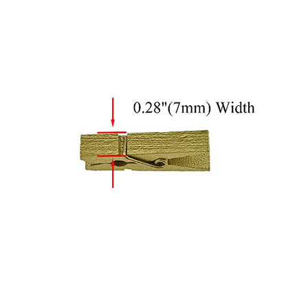 HAHIYO Gold Wooden Clothes Pins Clothespins Small Do NOT Fall Apart 1.38 inches Length 50 Pack Sturdy Strong Springs No Rust No Discoloration for Laundry Bathroom DIY Craft Photos Food Opened Bags - size: Gold 1.38 inches 50 Pack