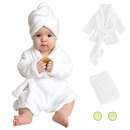 Newborn Photography Prop Bathrobe Baby Photo Props Bathrobe Outfits Infant Bath Robe Bath Towel Sets for Boy Girl Newborn Photography Outfits Spa Salon Baby Photoshoot Props 6-13 Months (Large, White) - color: 04 White(6-13 Months), size: Large