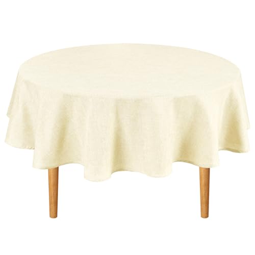 Hiasan Round Tablecloth 30 Inch Linen - Wrinkle and Stain Resistant Washable Polyester Fabric Table Cloth for Dining Room Kitchen Party, Champagne - color: Champagne, size: 30" (Round)