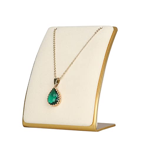 Beige Necklace display stand, Velvet Jewelry necklace display holder for selling, small metal earring neck storage organizer, online jewelry photography props【Beige】 - color: Cream