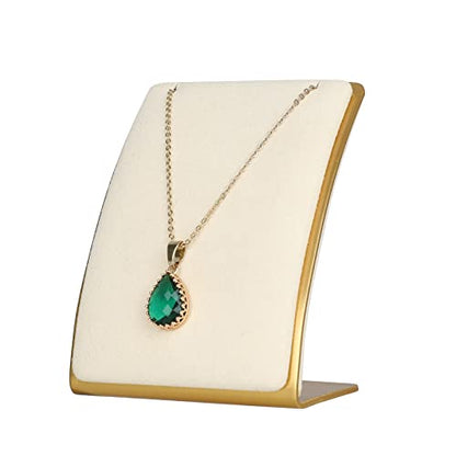 Beige Necklace display stand, Velvet Jewelry necklace display holder for selling, small metal earring neck storage organizer, online jewelry photography props【Beige】 - color: Cream