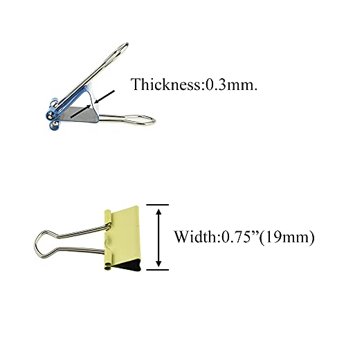 HAHIYO Binder Clips Paper Clamps Spring Steel Sturdy Small 0.75 inches Width 0.2 Inch Capacity No Sharp Edges Heavy Duty Tight Grip Reusable Color Metal Bright Finish for Home Office School 30 Pack - size: Color0.75in-30P
