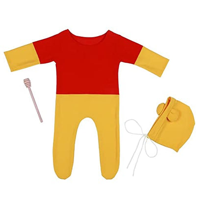Newborn Photography Baby Photo Shoot Props Bear Boys Girls Cap hat and Footie Romper Suit Outfit Set - color: Color-1