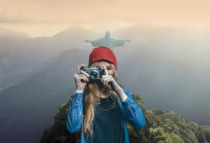 8x6ft Christ The Redeemer Backdrop Famous Place in Rio de Janeiro Brazil Historical Architecture Photography Background Holiday Vacation Travel Party Decorations Photo Studio Props - size: 8x6ft